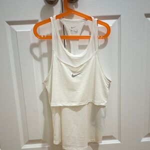 Nike White Striped Tank Top